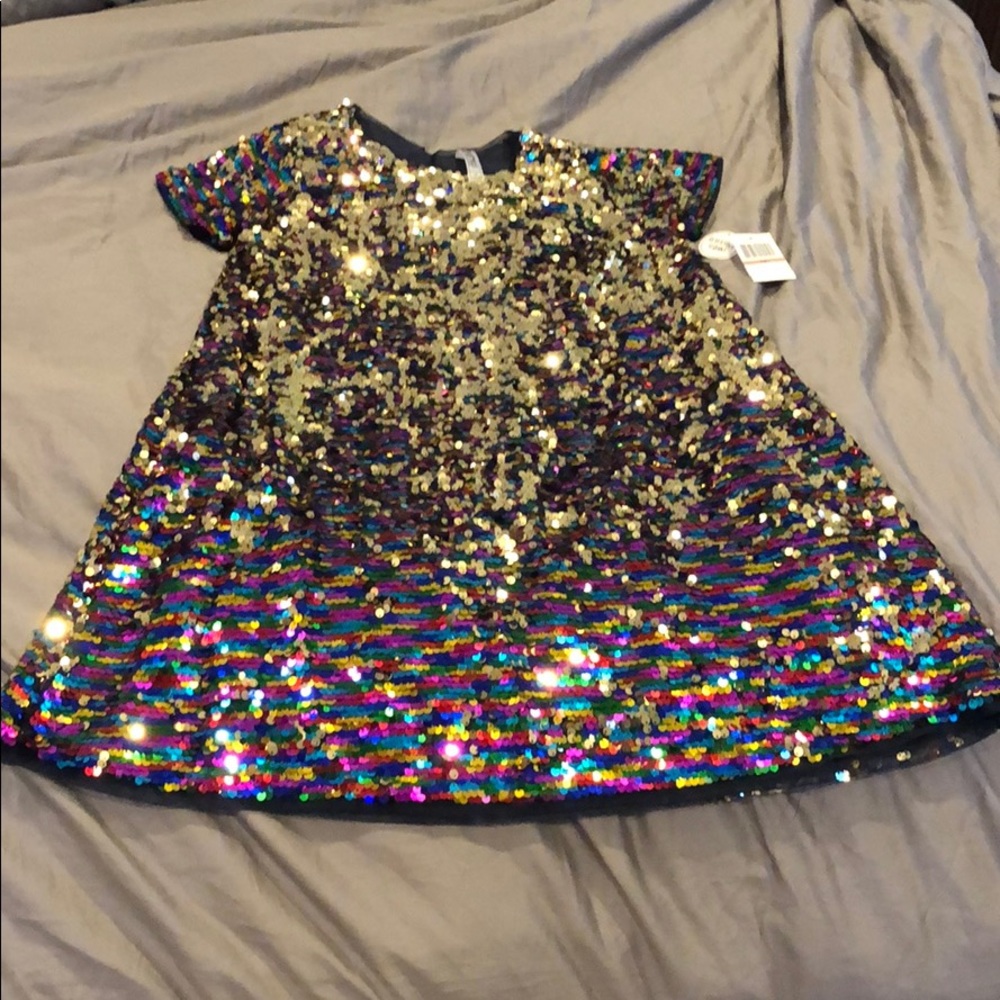 NWT Girls flip sequin dress - sz 12